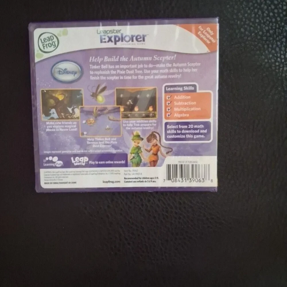 Disney Tinker Bell Lost Treasure Leapster Explorer Game LeapFrog Math Learning